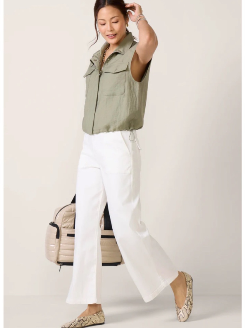 Kut From The Kloth Meg High Rise Wide Leg Patch Pocket Denim White Size 16 NWT
